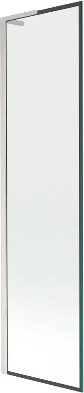 Mexen Next L, 1-krídlová vaňová zástena 50 x 150 cm, 6mm číre sklo-čierny vzor, 6mm číre sklo, profil brúsená oceľ, 895-050-000-03-70-97