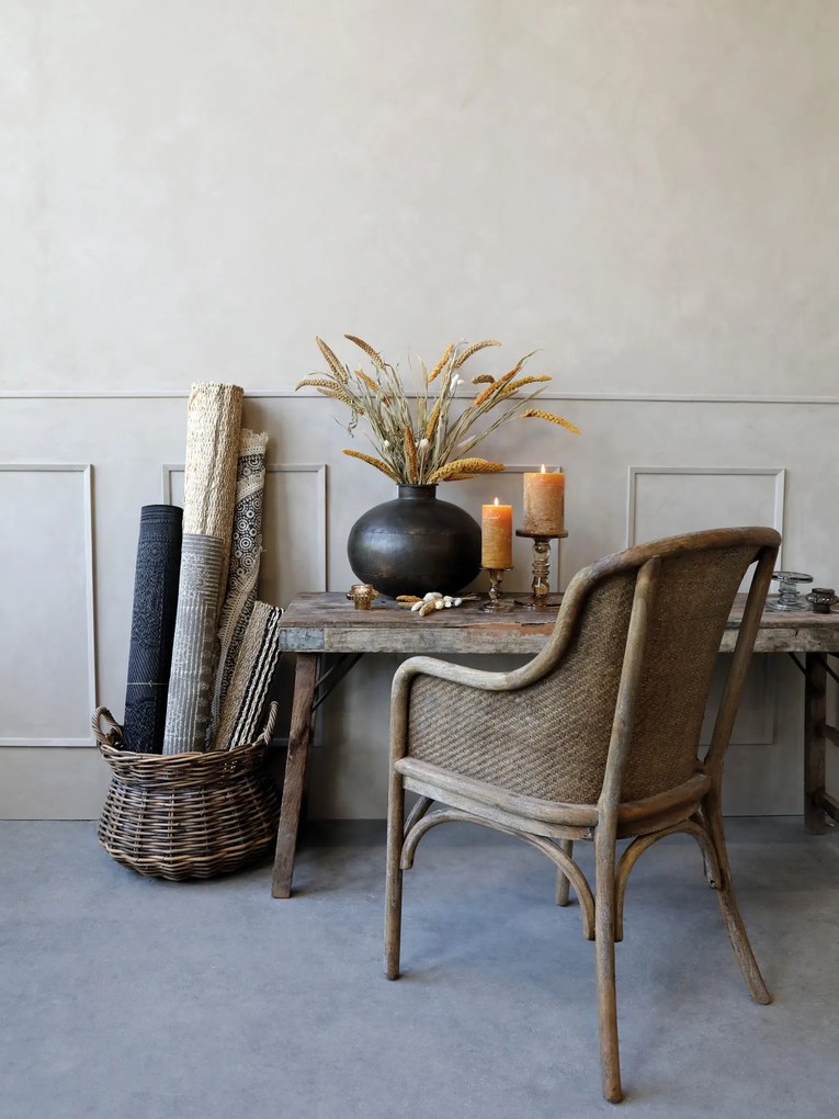 Prírodná drevená stolička s výpletom a opierkami Old French chair - 56*56*91 cm