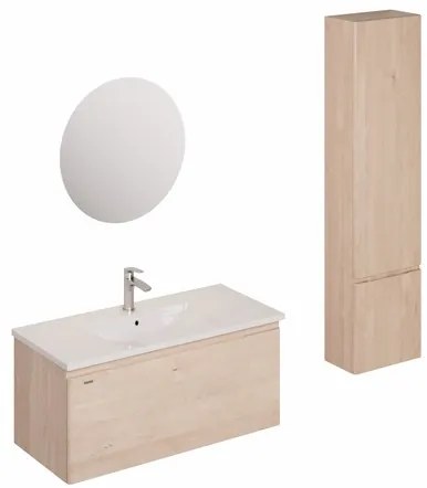 Kúpeľňová zostava s umývadlom vrátane umývadlovej batérie, vtoku a sifónu Naturel Ancona akácie KSETANCONA2, 1 ks