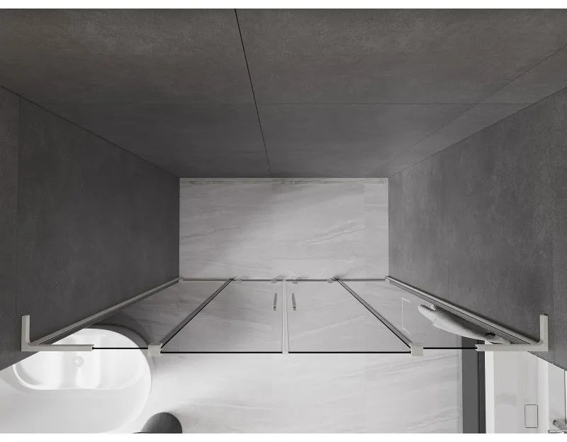Mexen Velar L Duo, posuvné sprchové dvere do otvoru 180 cm, 8mm šedé sklo, brúsená oceľ, 871-180-003-42-97