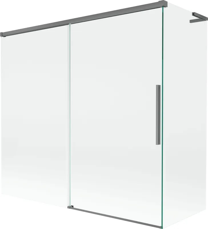 Mexen Rox, L posuvná 2-krídlová vaňová zástena 170 + 75 x 150 cm, 8mm číre sklo, grafitový profil, 8C9L-170-075-95-00