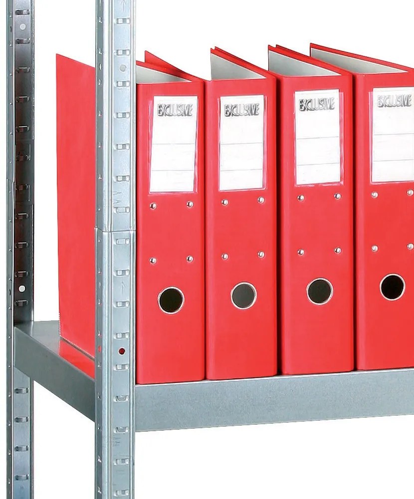 Kovový regál, 130 kg, 1800 x 900 x 400 mm, 5 políc, biely