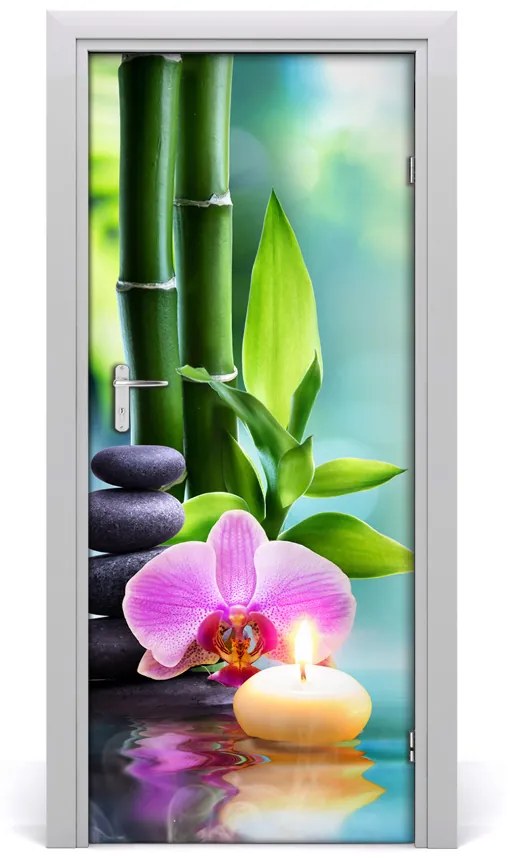 Fototapeta samolepiace Orchidea a bambus 75x205 cm