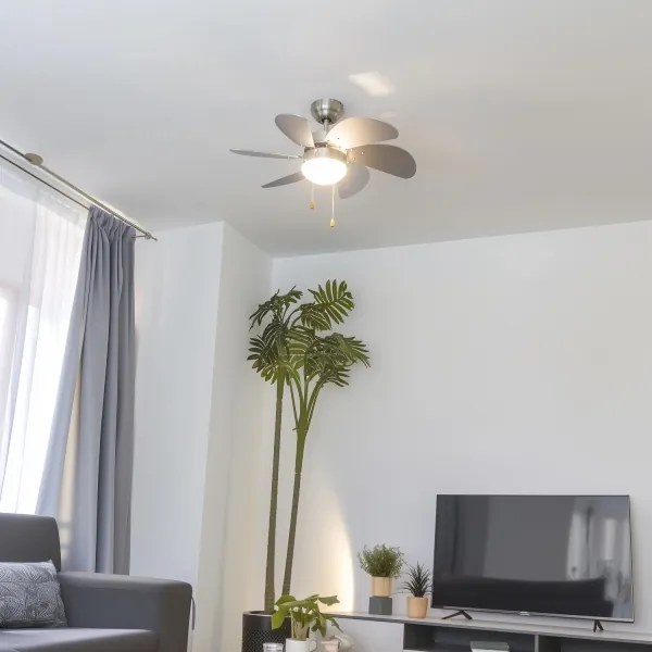 ZEVENTI - Stropný ventilátor FAMARA 1xE14/60W/230V šedá