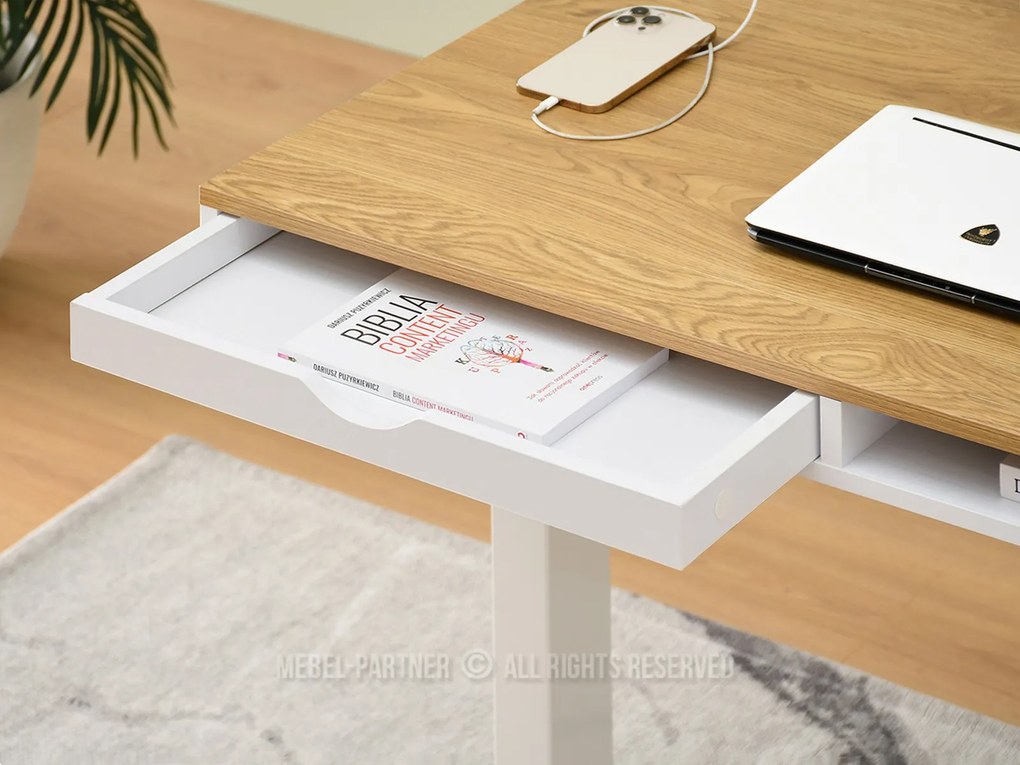 PC stolík Osto 100 (dub biely + biela). Akcia -21%. Vlastná spoľahlivá doprava až k Vám domov. 1109811