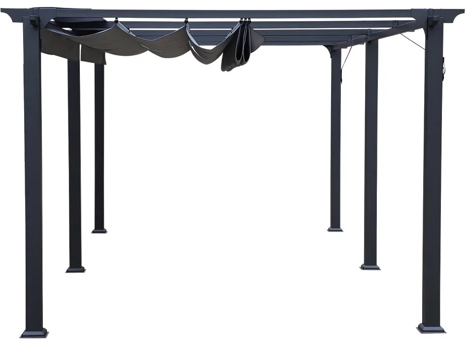 Sunfun Kreta Pergola so zhrňovacou látkovou strechou, pôdorysný rozmer: 5,96 × 3,33 m, výška: 2,35 m, sivá