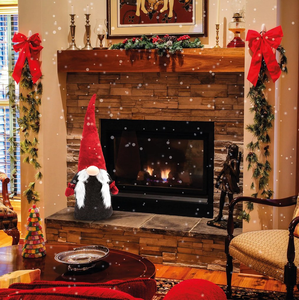 Vianočný škriatok 63 cm s copy - čierno / červený