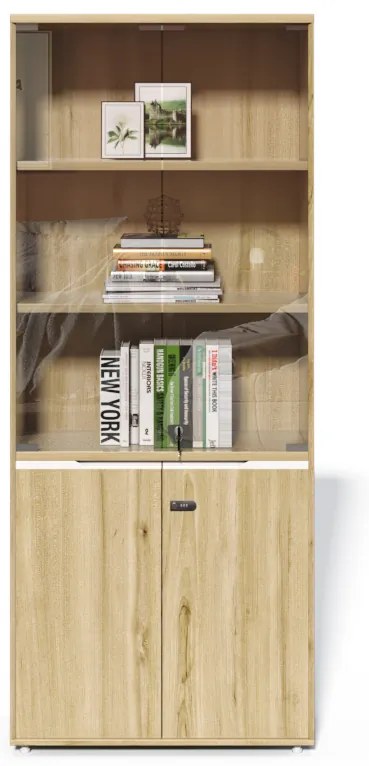 Vysoká kancelárska skriňa Houseland Profit Pro 02 dub prírodný