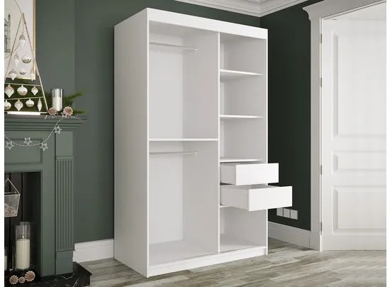 Posuvná šatníková skriňa Nonnus 120 T, zásuvka: nie, Farby: čierna matná / čierna mramor