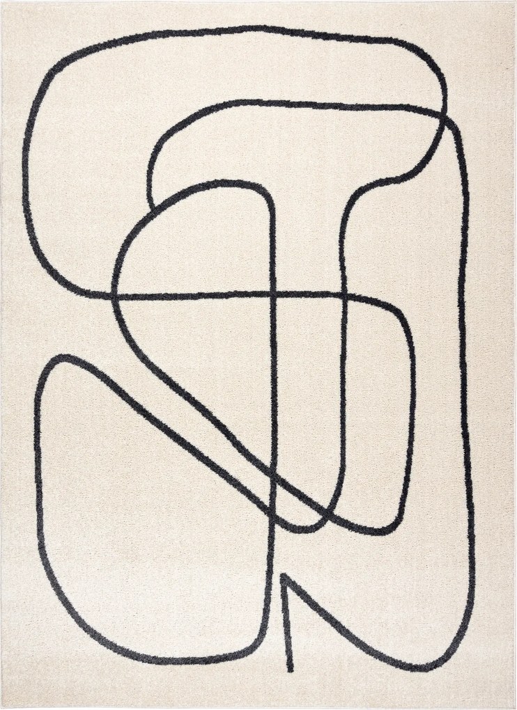 Dywany Łuszczów, Kusový koberec Fusion 8297 cream/dark grey, 160x220, biela, kancelária