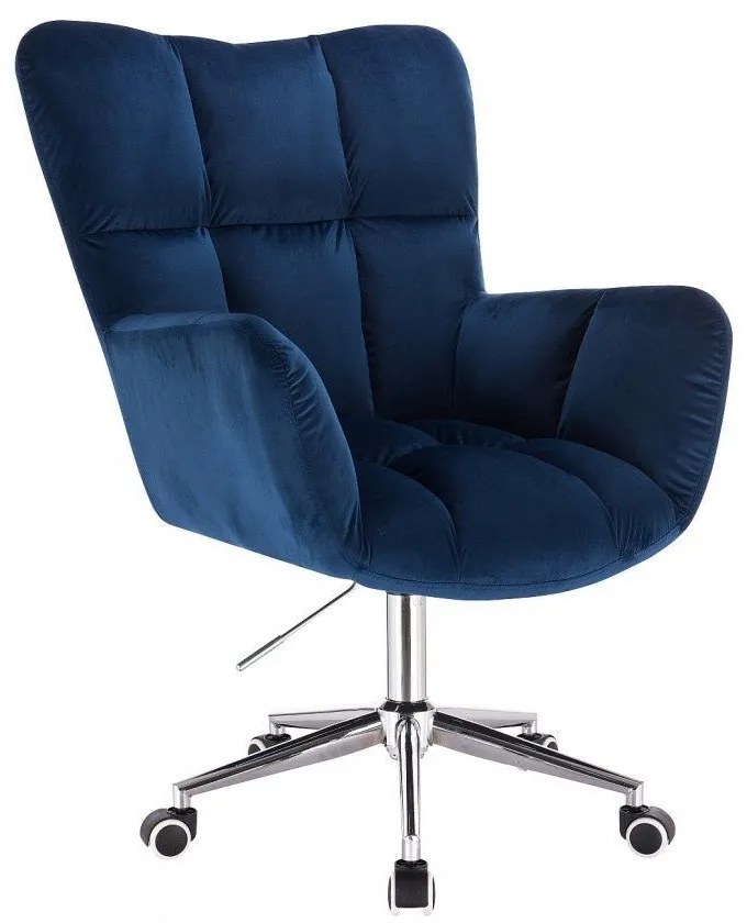 LuxuryForm DESIGN Otočné kreslo AURORA VELUR na striebornej podstave s kolieskami - modré