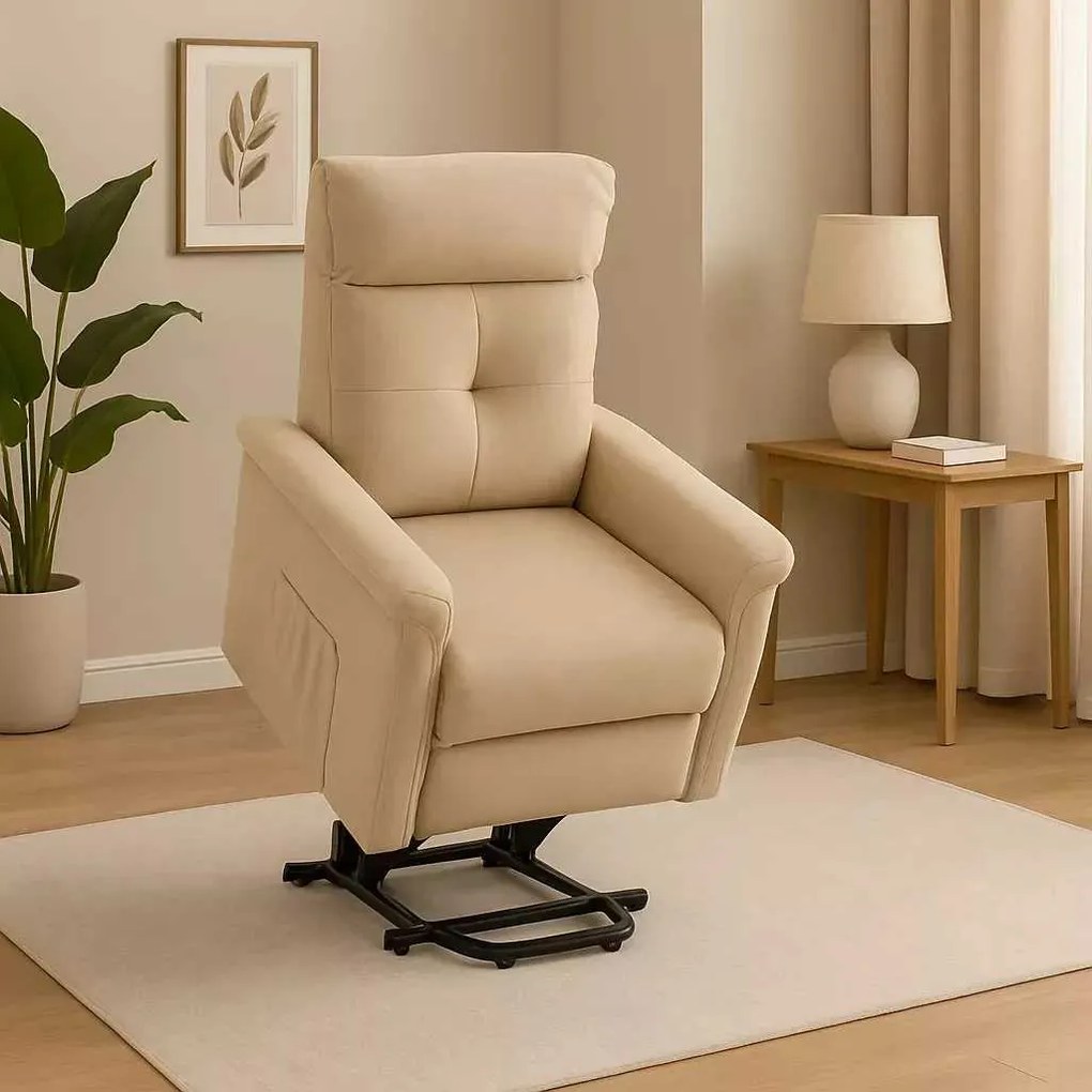 LuxuryForm DESIGN TV kreslo PEGAS s elektrickým polohovaním, masážou a výklopom - béžové