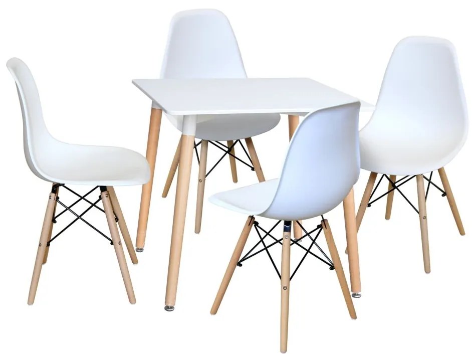 IDEA nábytok Jedálenský stôl 80x80 UNO biely + 4 stoličky UNO biele