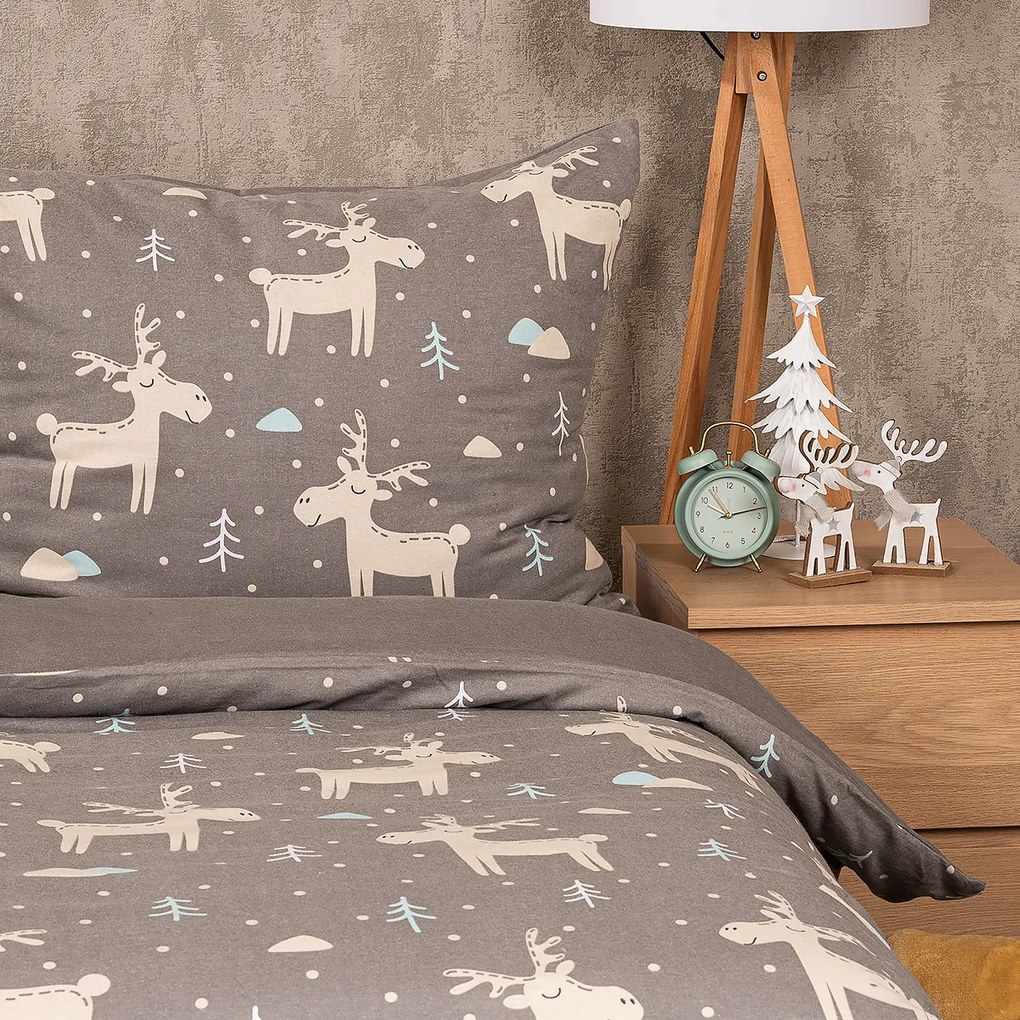 4Home Flanelové obliečky Happy reindeer, 160 x 200 cm, 70 x 80 cm