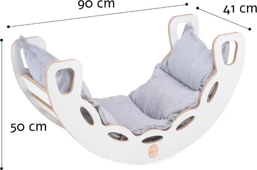 Multifunkčná detská súprava 4v1 – hojdačka, šmykľavka a vankúš svetlosivá