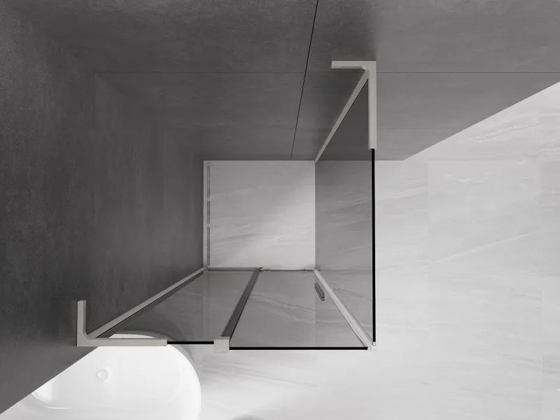 Mexen Velar L, sprchový kút s posuvnými dverami 100 x 100 cm, 8mm šedé sklo, brúsená oceľ, 871-100-100-43-97