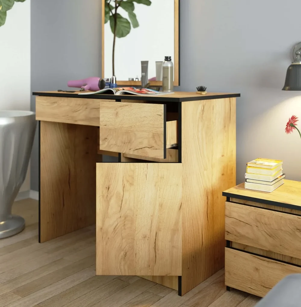 Kozmetický stolík so zrkadlom P-2/SL dub craft pravý