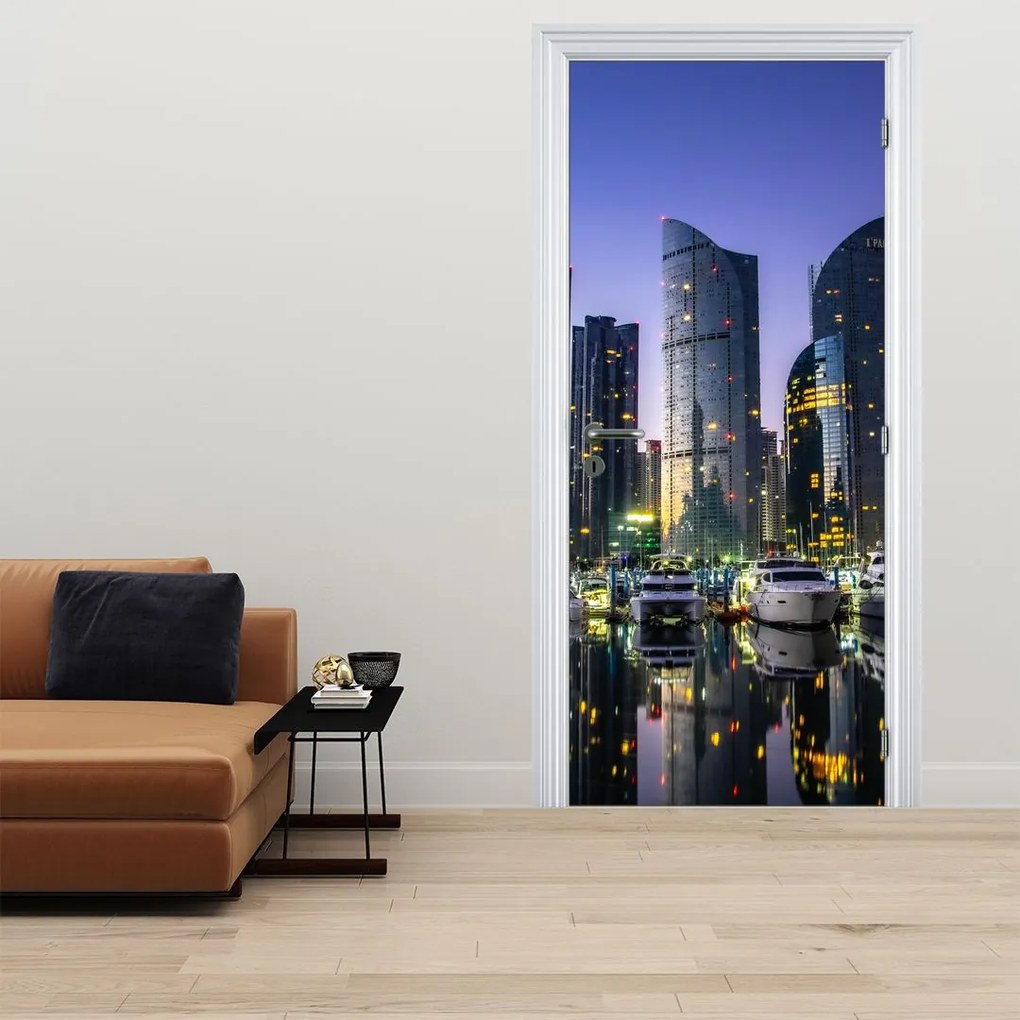 Fototapeta na dvere - Jachty a Mrakodrapy (95x205cm)