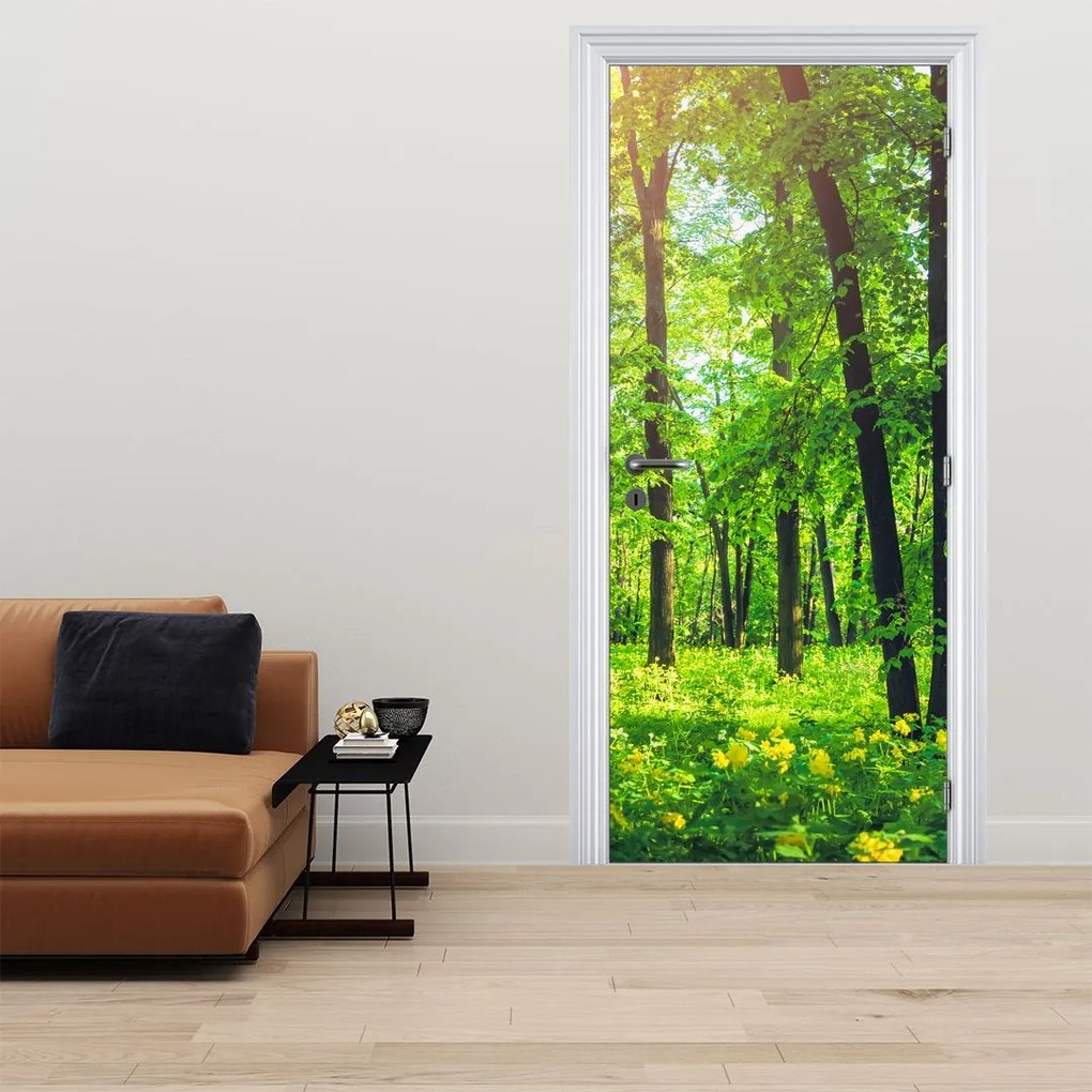 Fototapeta na dvere - Jarný listnatý les (95x205cm)