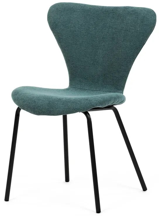 Židle jídelní, modrá látka, nohy černý kov