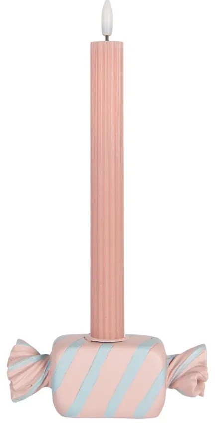 Ružovo-modrý svietnik na úzku sviečku Bonbón Candy - 14*5*5 cm