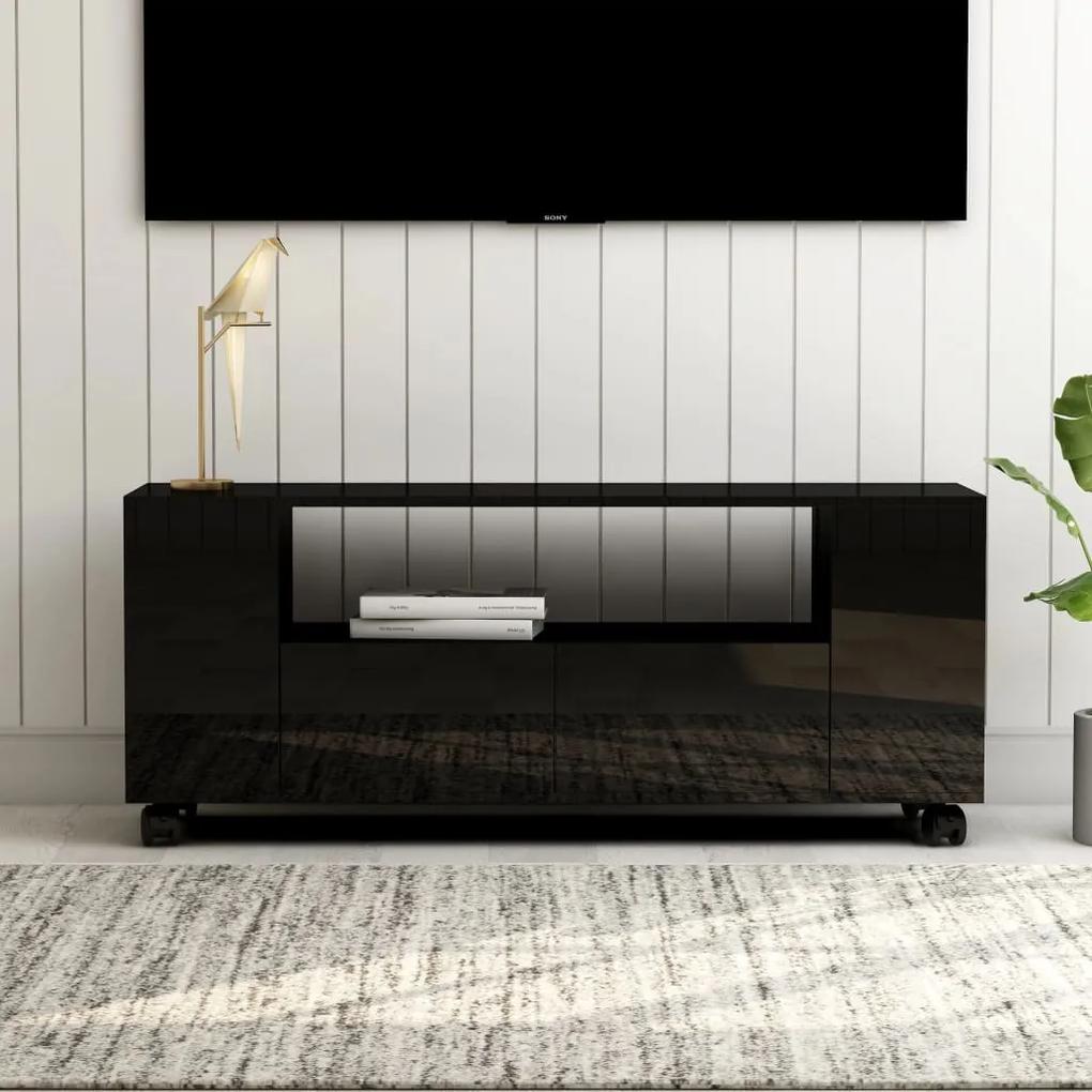TV skrinka lesklá čierna 120x35x43 cm drevotrieska