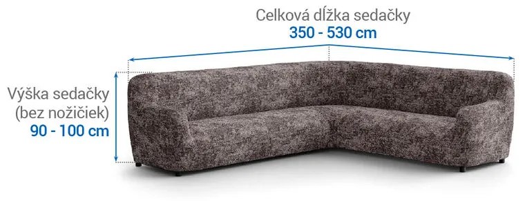 Bielastické poťahy MARMO hnedé rohová sedačka (š. 350 - 530 cm)