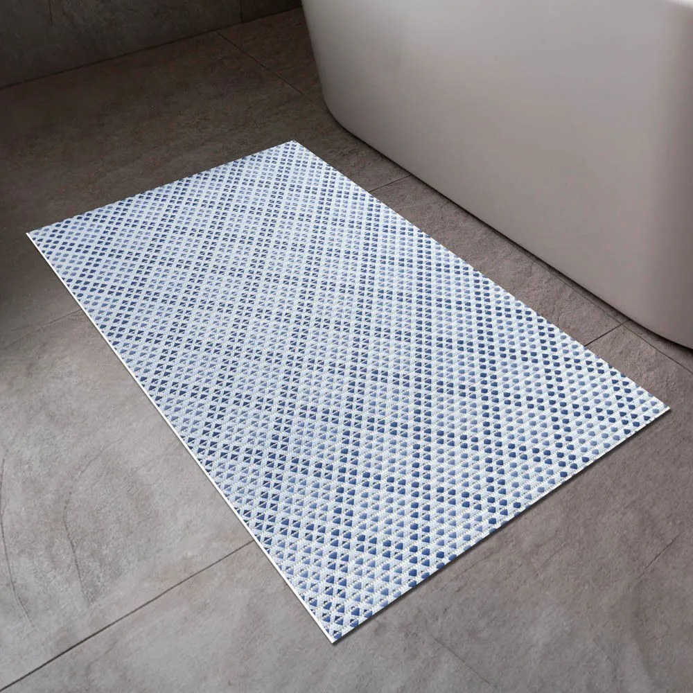 Kúpeľňová penová rohož / predložka PRO-087 Drobná modrá mozaika - metráž šírka 65 cm