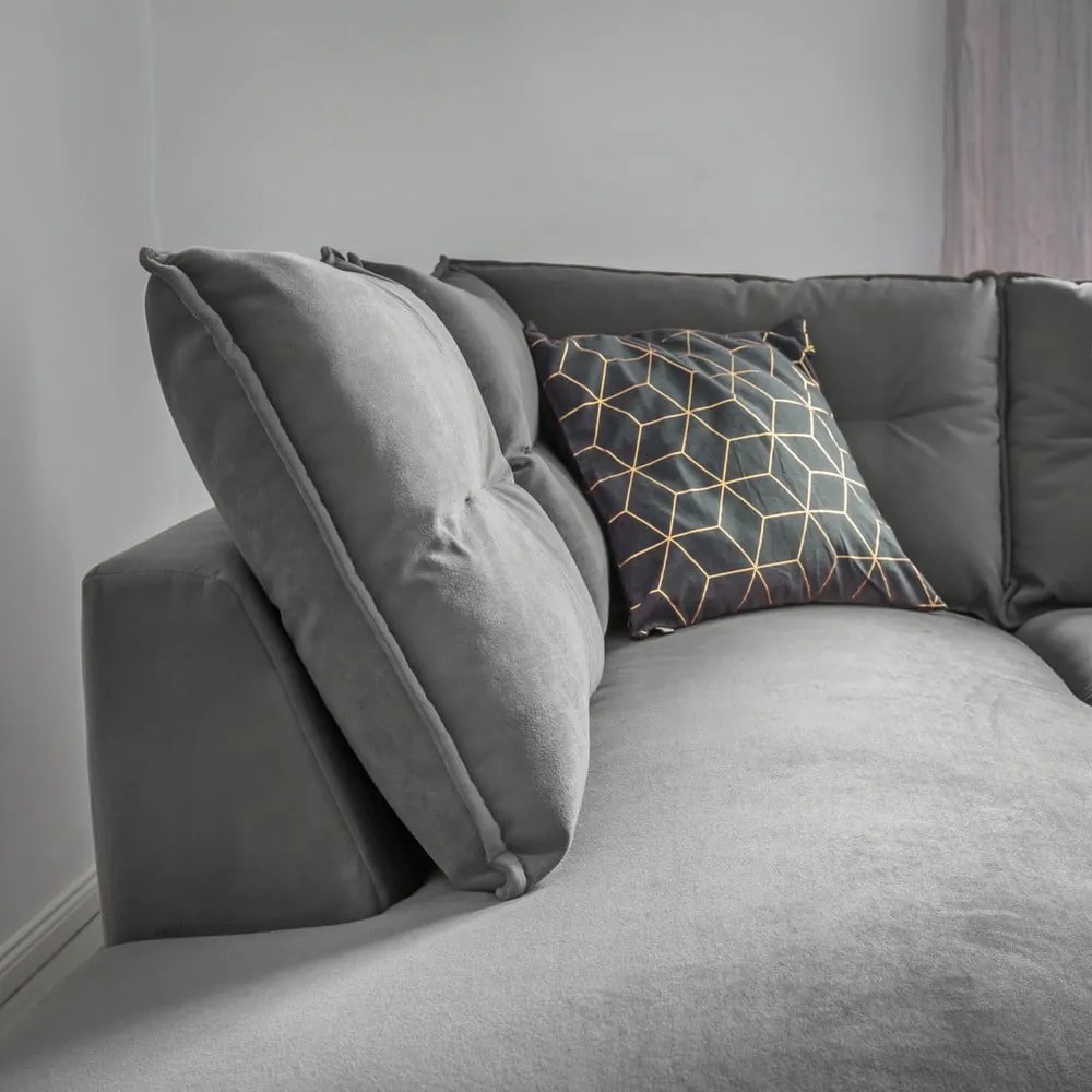 Svetlosivá zamatová rozkladacia rohová pohovka Miuform Stylish Stan L, ľavý roh