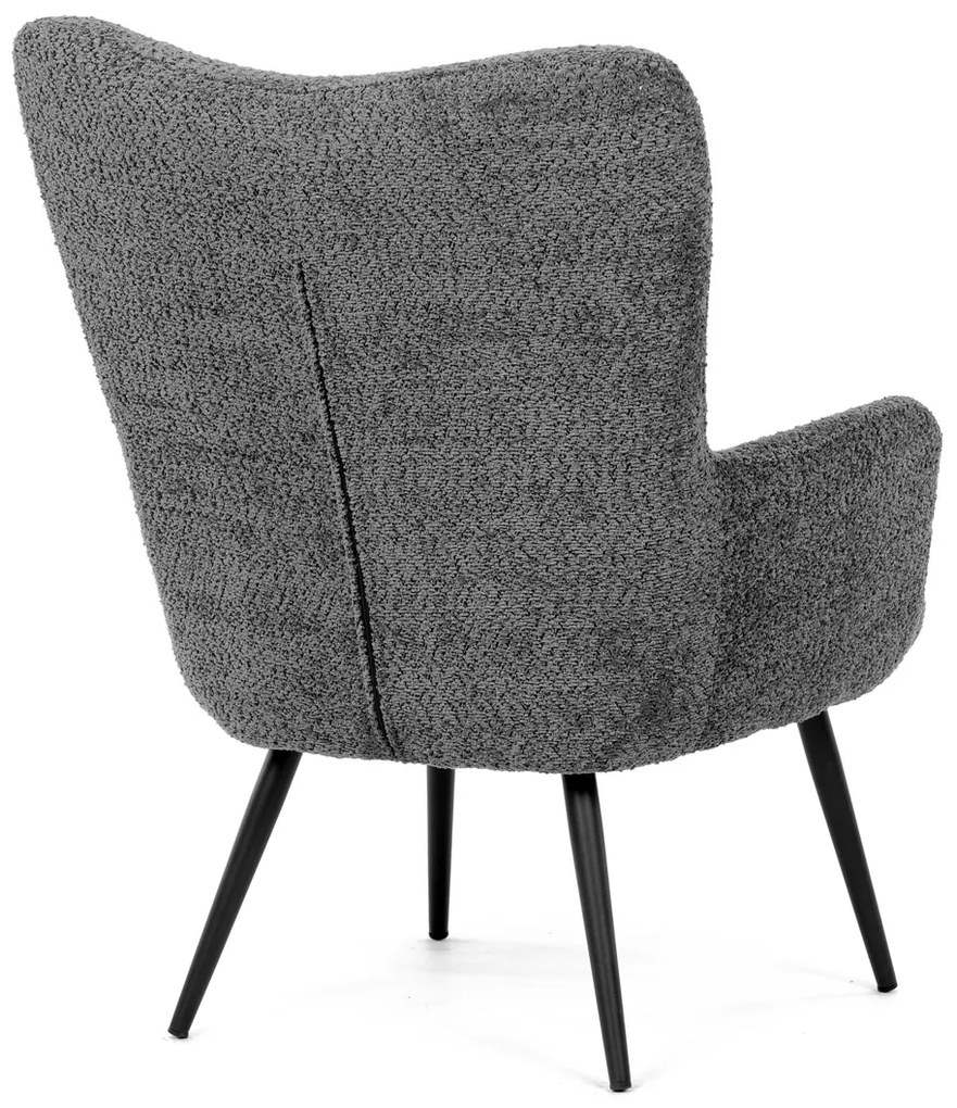 Autronic - Křeslo "ušák", potah šedá látka, nohy černý kov. - AK-W1206 GREY2