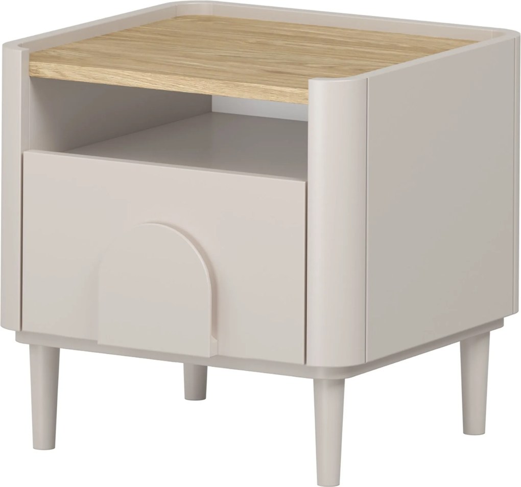 Nočný stolík Amilio 50 cm na nožičkách - kašmírová / dub olejovaný