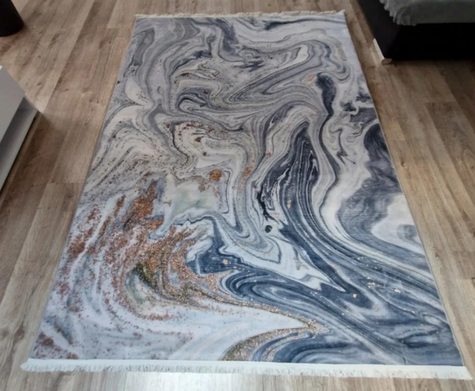 HU Sivo modrý moderný koberec VELVET M258 Rozmer: 160x230 cm