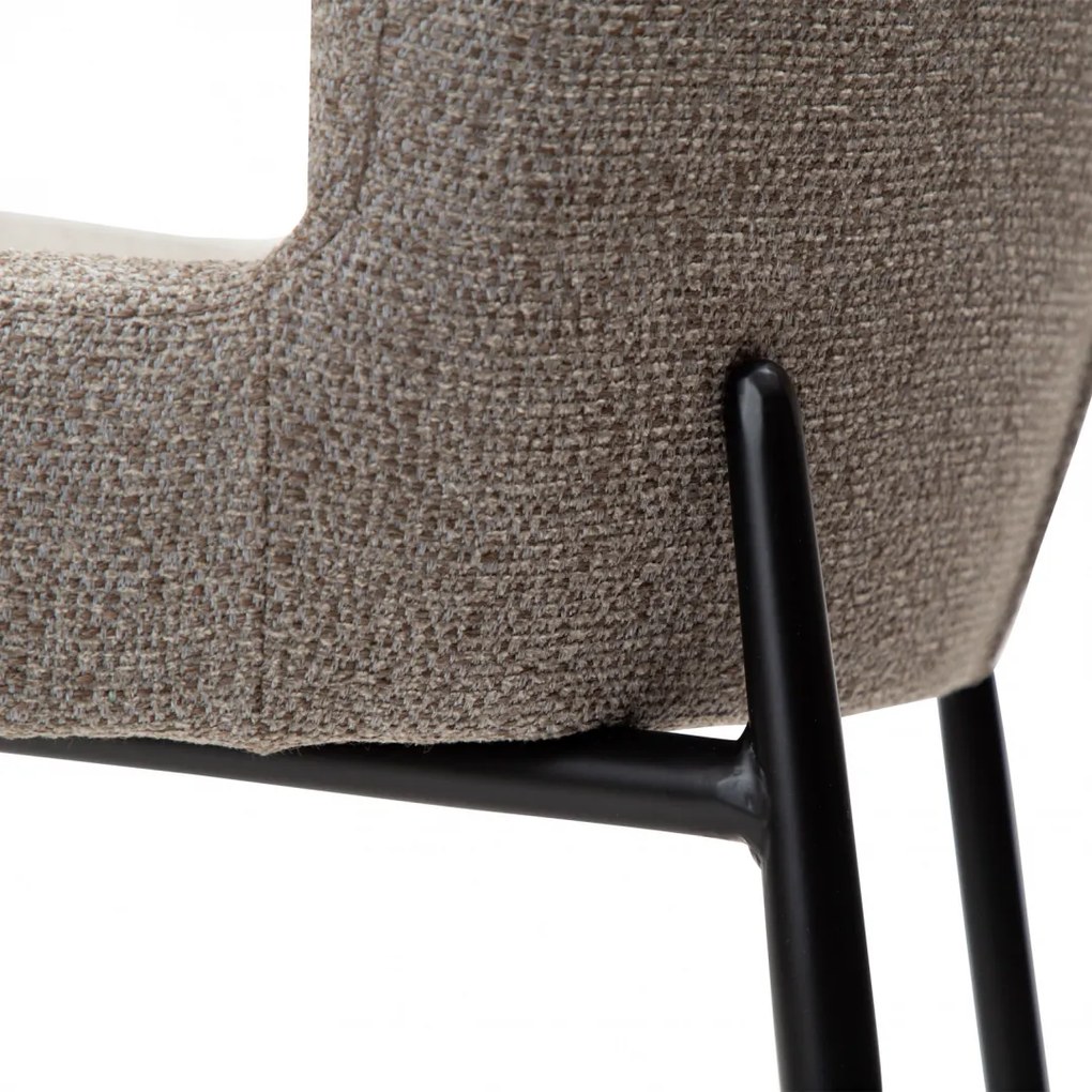 GLAM ČALÚNENÁ BAROVÁ STOLIČKA pebble earth/black