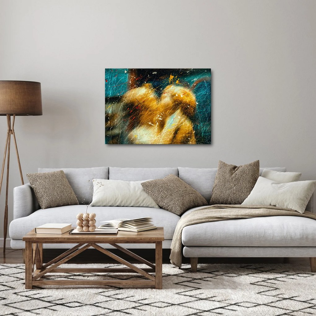 Obraz - Bozkávajúci sa anjeli (70x50 cm)