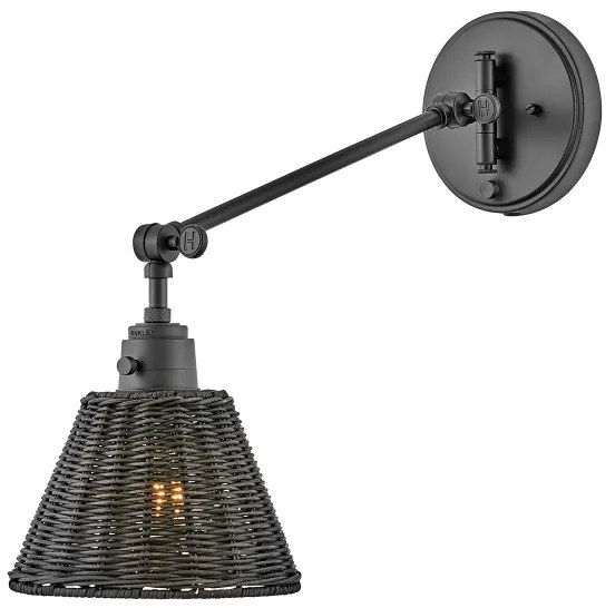 Hinkley HK-ARTI-1W-BK-BR - Bodové nástenné svietidlo ARTI 1xE27/60W/230V čierna