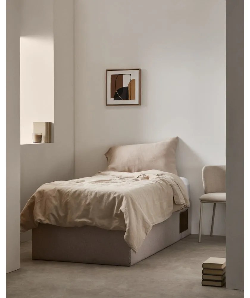 Béžová čalúnená jednolôžková posteľ s úložným priestorom 90x190 cm Matters – Kave Home