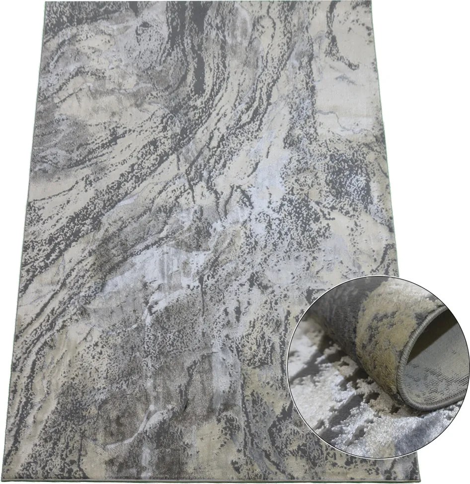 Koberec Allianz 6307 GREY – sivý obdĺžnikový koberec s vzorom Rozmer: 240x330 cm