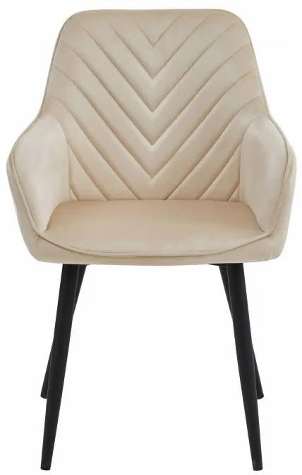 Set dvoch jedálenských stoličiek NANA zamatové, béžové (čierne nohy) 2 ks