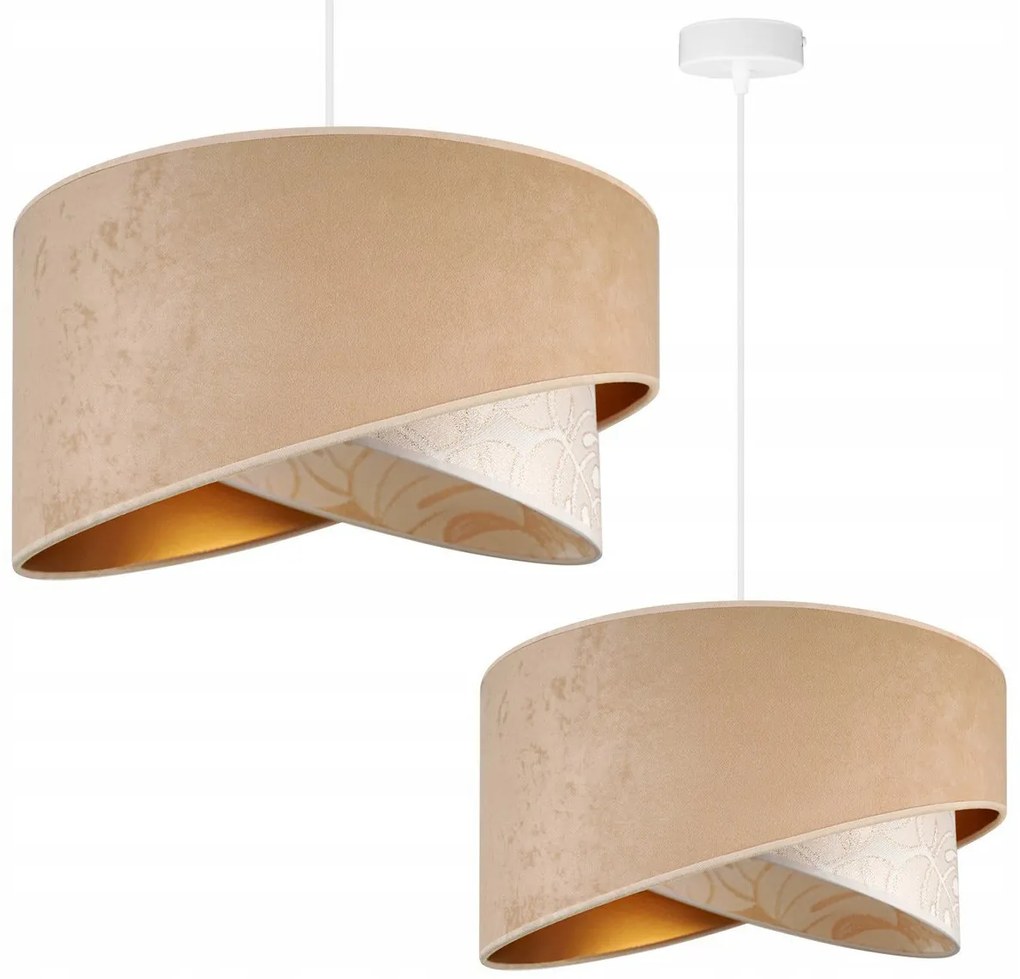Závesné svietidlo Werona 7, 1x béžové/krémové textilné tienidlo so vzorom, w, g