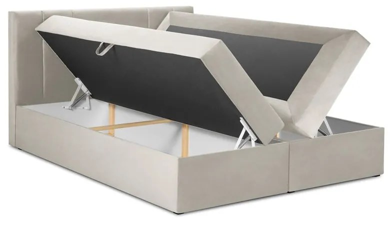 Béžová zamatová dvojlôžková posteľ Mazzini Beds Afra, 160 x 200 cm