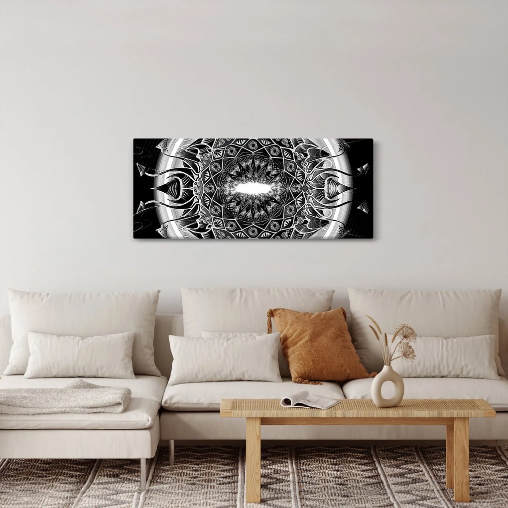 Obraz čiernobielych ornamentov (120x50 cm)
