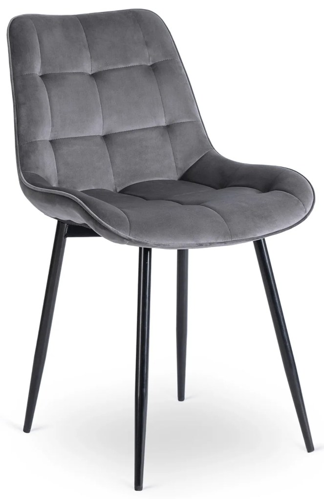 Zamatová jedálenská stolička CHRIS sivá/čierne nohy