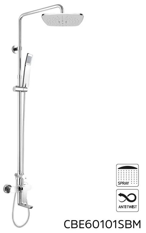 Mereo, Nástenná batéria Eve so sprchovou súpravou, výtokom, ručnou a tanierovou sprchou 225x225mm, MER-CBE60101SBE