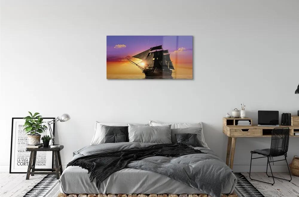 Obraz na skle Farebné neba ship sea 100x50 cm
