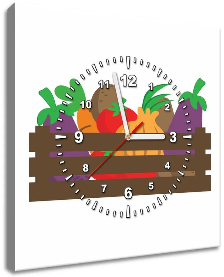 Gario Obraz s hodinami Bednička so zeleninou Rozmery: 30 x 30 cm