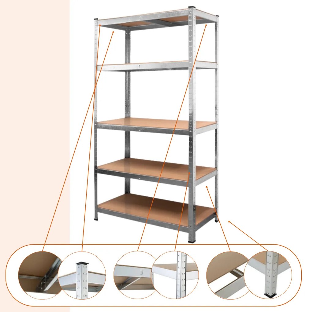 Regál s vysokou nosnosťou HEAVY, max. 875kg, 90x40x180cm, strieborná Jurhan