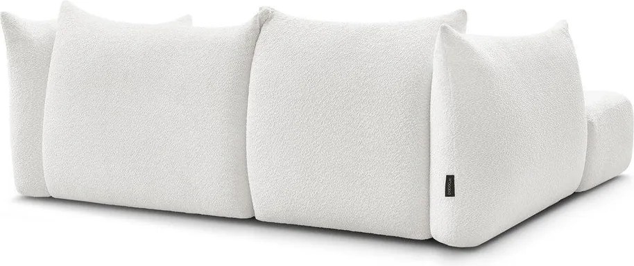 Biela rohová pohovka z textílie buklé (ľavý roh/s leňoškou) Azra – Bobochic Paris