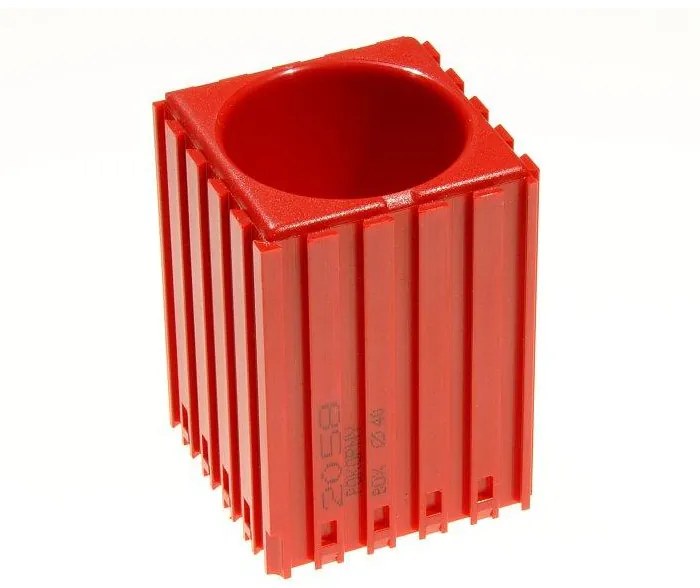 Plastový box na náradie s valcovou stopkou D40, modul 5x5, 1 dutina, červená