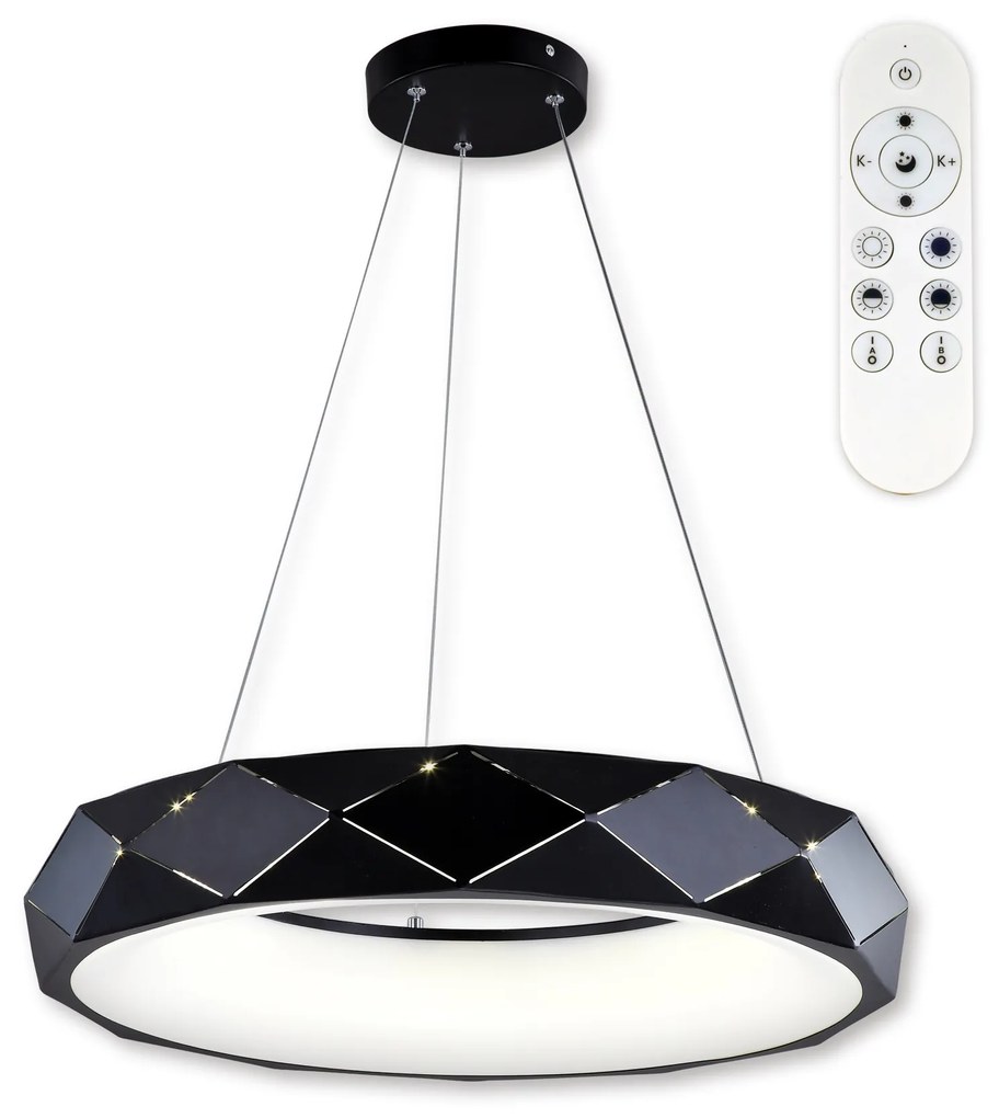 TOP-LIGHT Stropné dizajnové LED svetlo APOLO 60CZ RC, 45W, diaľkové ovládanie, okrúhle, čierne