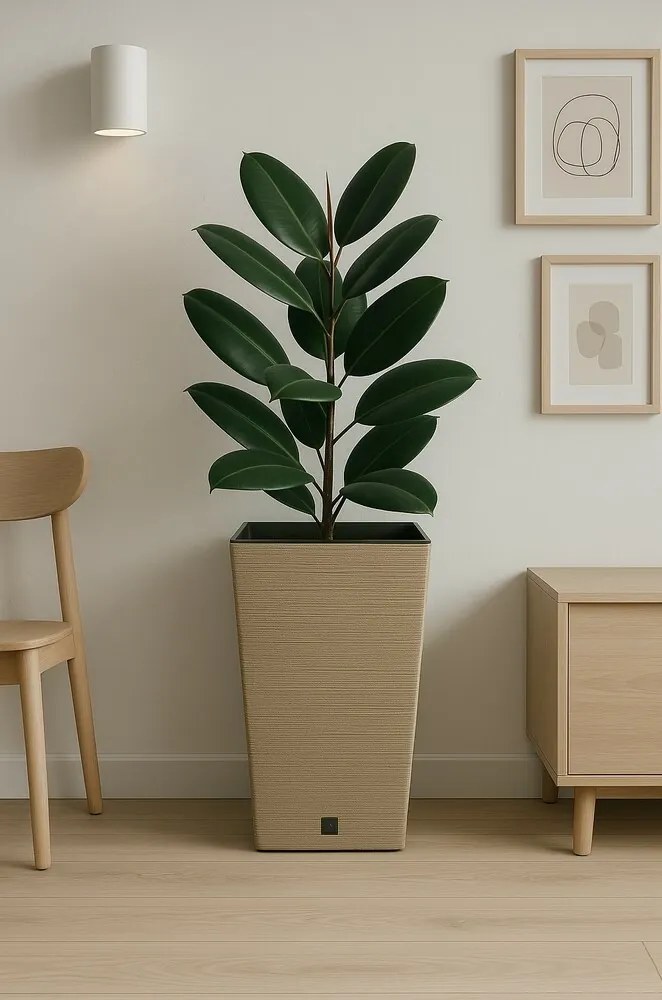 Kvetináč FURU SQUARE ECO WOOD s vložkou 24 c m,hnedý